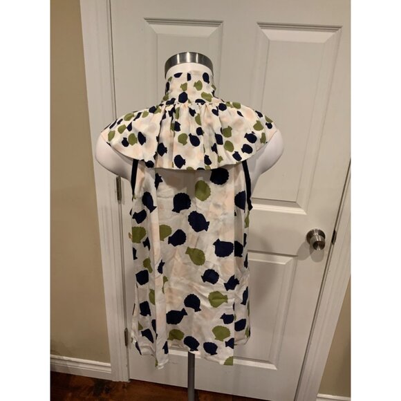 Girls From Savoy Cream W/ Multicolor Shell Print Blouse Top W/ Neck, Size 14 - Picture 5 of 6